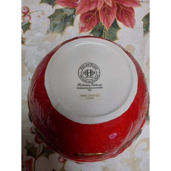 Fitz and Floyd Christmas Seasonal nut candy bowl in box - Picture 4 of 4